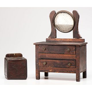 A Miniature Gentleman's Chest & Hanging Box