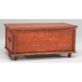 A Miniature Salmon-Painted Blanket Chest 