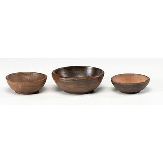 Three Miniature Turned Wood Bowls