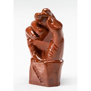 An Ohio Redware Hand Paperweight