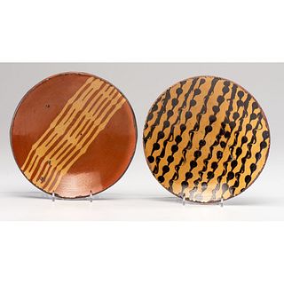 Two Greg Shooner Redware Plates
