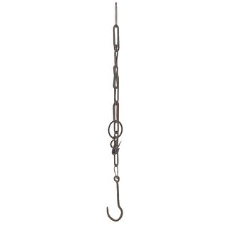 A Wrought Iron Meat Hook with Chain