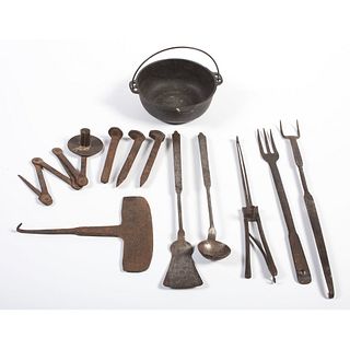 Eight Wrought Iron Kitchen Tools 