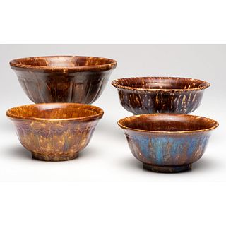 Four Rockingham Glaze Bowls