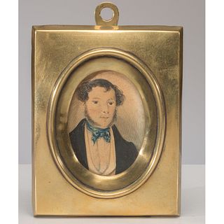 A Miniature Watercolor Portrait of a Gentleman