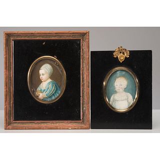 Two Miniature Oil Portraits of Children