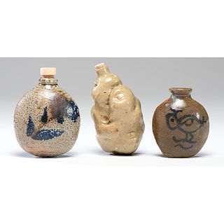 Three Stoneware Flasks