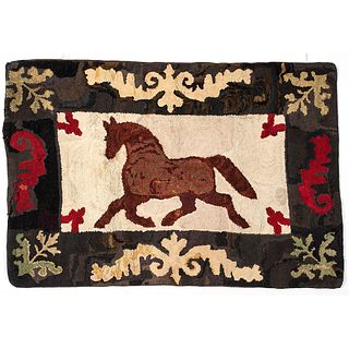 A Trotting Horse Hooked Rug