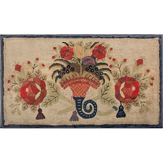 A Hooked Rug with Bouquet