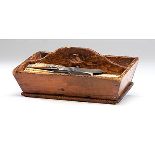 A Wooden Knife Box and Utensils