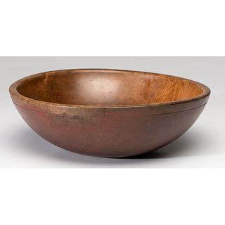 A Red-Painted Turned Wood Bowl