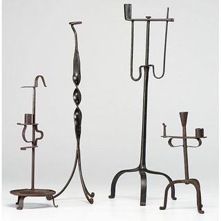 Eight Wrought Iron Tabletop and Hanging Candle Holders