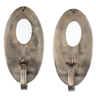 A Pair of Tin Mirrored Candle Sconces