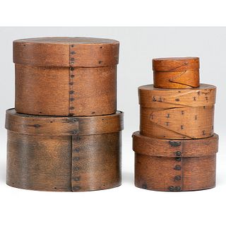 Five Round Bentwood Pantry Boxes