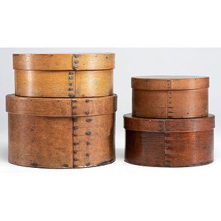 Four Round Bentwood Pantry Boxes