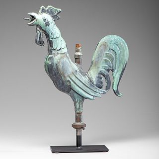 A Molded Copper Rooster Weathervane