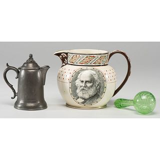 A Wedgwood Pitcher and Homan Pewter Cream Jug