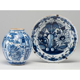A Delftware Jar and Bowl