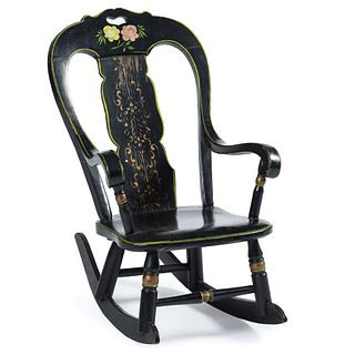 A Painted Child's Pine Rocker