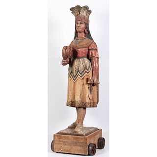 A Painted Wood & Plaster Cigar Store Indian by Josephine Mead (American, 1919-2000)