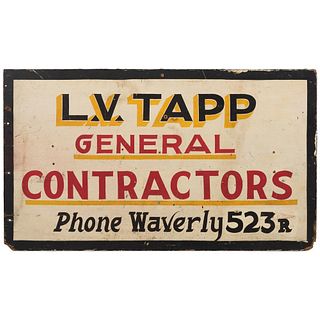A Painted Wood Contractor's Trade Sign