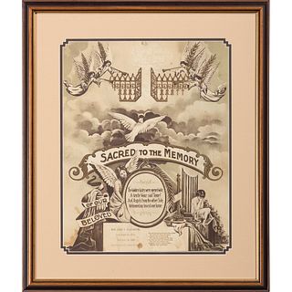 Group of 19th Century Framed Memorial Prints, Including an 1839 Needlework 
