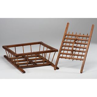 A Shaker Wooden Candle Drying Rack and Clothes Carrier