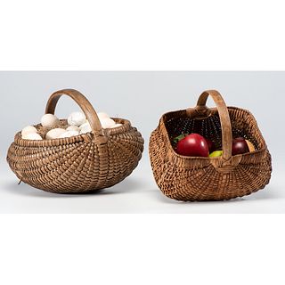 Two Woven Buttocks Baskets