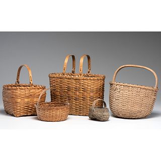 Five Woven and Splint Baskets