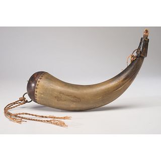 An Unusual Reverse-Painted Powder Horn