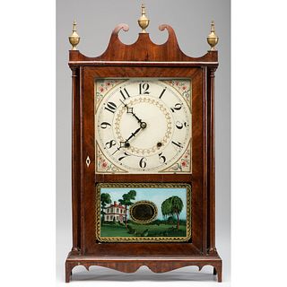 An Eli Terry & Sons Pillar and Scroll Mantel Clock