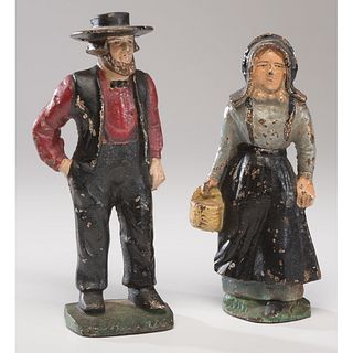 A Pair of Cast Iron Painted "Amish" Bookends