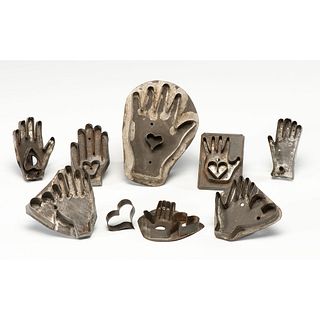 Eight Hand and Heart Tin Cookie Molds