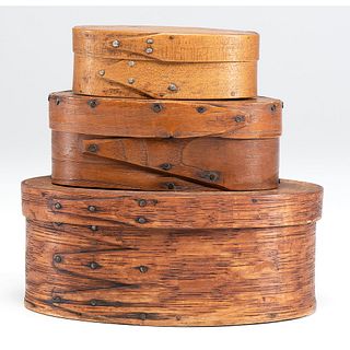 Three Oval Bentwood Pantry Boxes