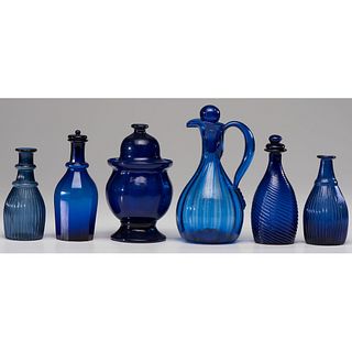 Six Cobalt Glass Vessels