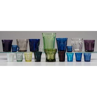 A Group of Molded and Blown Colored Glass Cups