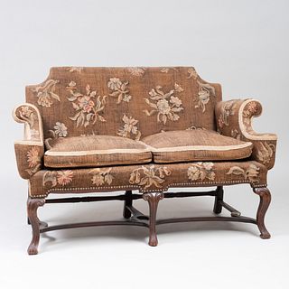 William and Mary Style Walnut and Needlepoint Settee 