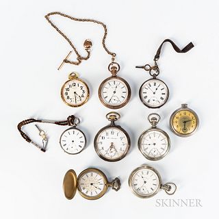 Nine American and European Pocket Watches