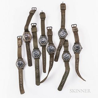 Eight Mil-Spec Benrus MIL-W-46374A Wristwatches