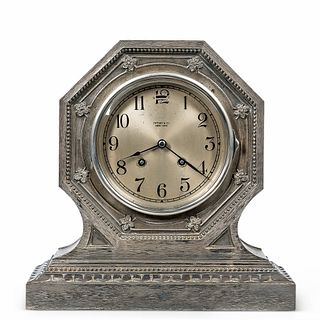 Tiffany & Co. Brushed Silvered Shelf Clock by Chelsea Clock Co.