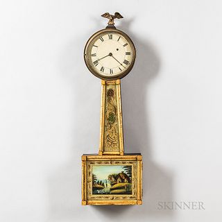 Gilt-front and Mahogany Patent Timepiece or "Banjo" Clock