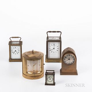Six Brass Shelf Clocks