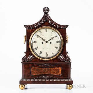 English Carved Mahogany Mantel Clock
