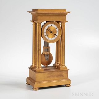 Fire-gilt French Portico Clock