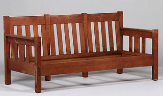 Stickley Brothers Three-Section Bench Settle c1910