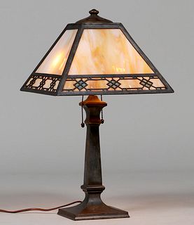 Handel Overlay Square Lamp c1910