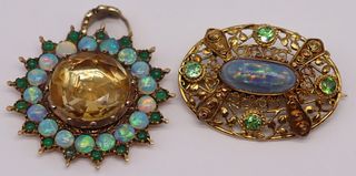 JEWELRY. (2) Opal 14kt Gold Pendants.