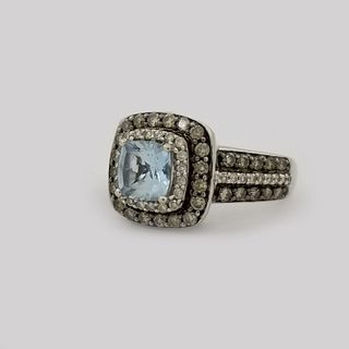 Le Vian 14K WG Aquamarine & Diamond Ring
