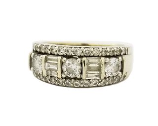 14K White Gold Assorted Cut Diamond Ring