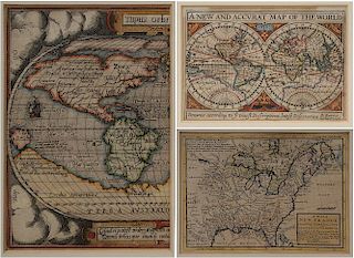 Three Framed Hand-Colored Maps
